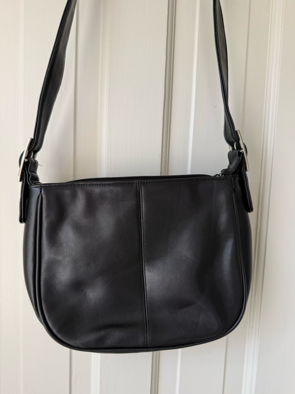 Evan Picone Black Leather-Look Shoulder Bag